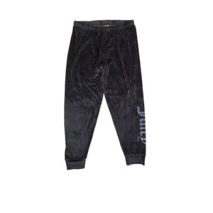 Juicy Couture Women's Dark Gray Velour Bling Logo Jogger Pants Medium‎